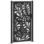 Cancello da giardino nero 100x175 cm in acciaio design ondulato