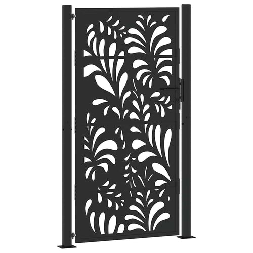 Cancello da giardino nero 100x175 cm in acciaio design ondulato
