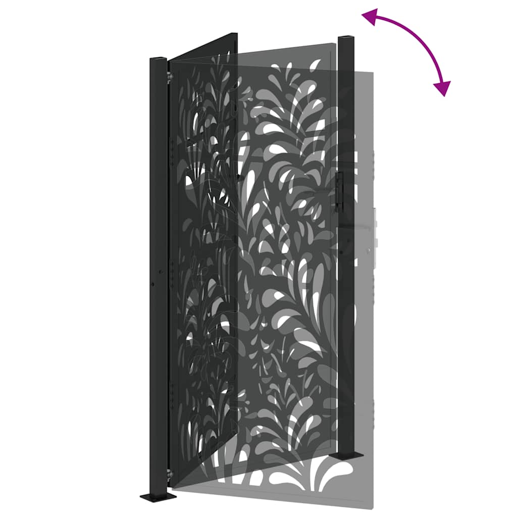 Cancello da giardino nero 100x175 cm in acciaio design ondulato