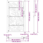 Cancello da giardino nero 100x175 cm in acciaio design ondulato