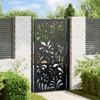 Cancello da giardino nero 100x175 cm in acciaio design ondulato