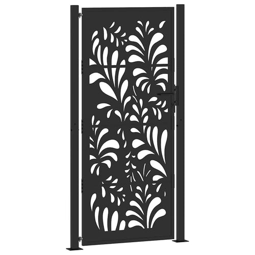 Cancello da giardino nero 100x200 cm in acciaio design ondulato