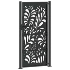 Cancello da giardino nero 100x200 cm in acciaio design ondulato