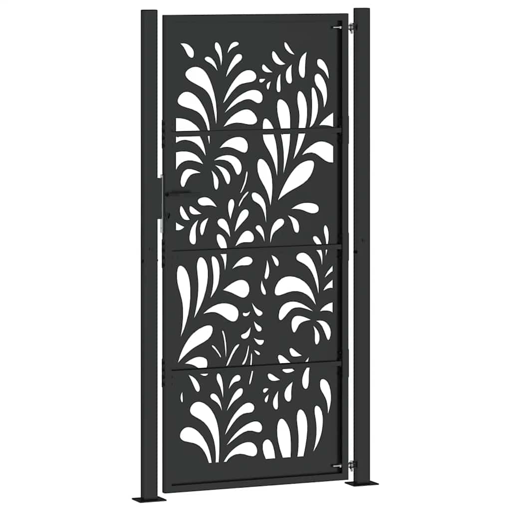 Cancello da giardino nero 100x200 cm in acciaio design ondulato