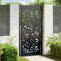 Cancello da giardino nero 100x200 cm in acciaio design ondulato