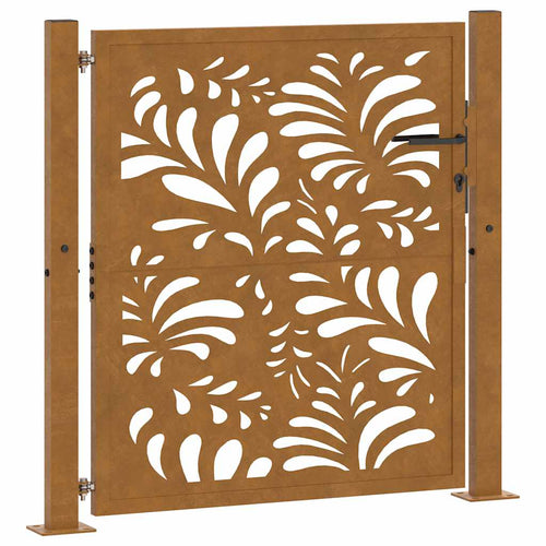 Cancello da giardino 100x100 cm acciaio corten design ondulato tagliato al laser