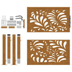 Cancello da giardino 100x100 cm acciaio corten design ondulato tagliato al laser