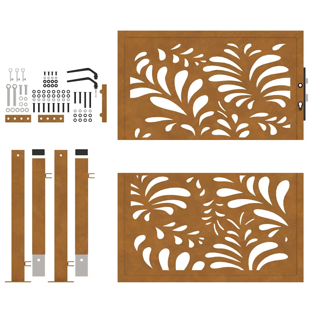 Cancello da giardino 100x100 cm acciaio corten design ondulato tagliato al laser