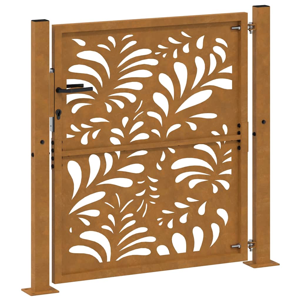 Cancello da giardino 100x100 cm acciaio corten design ondulato tagliato al laser