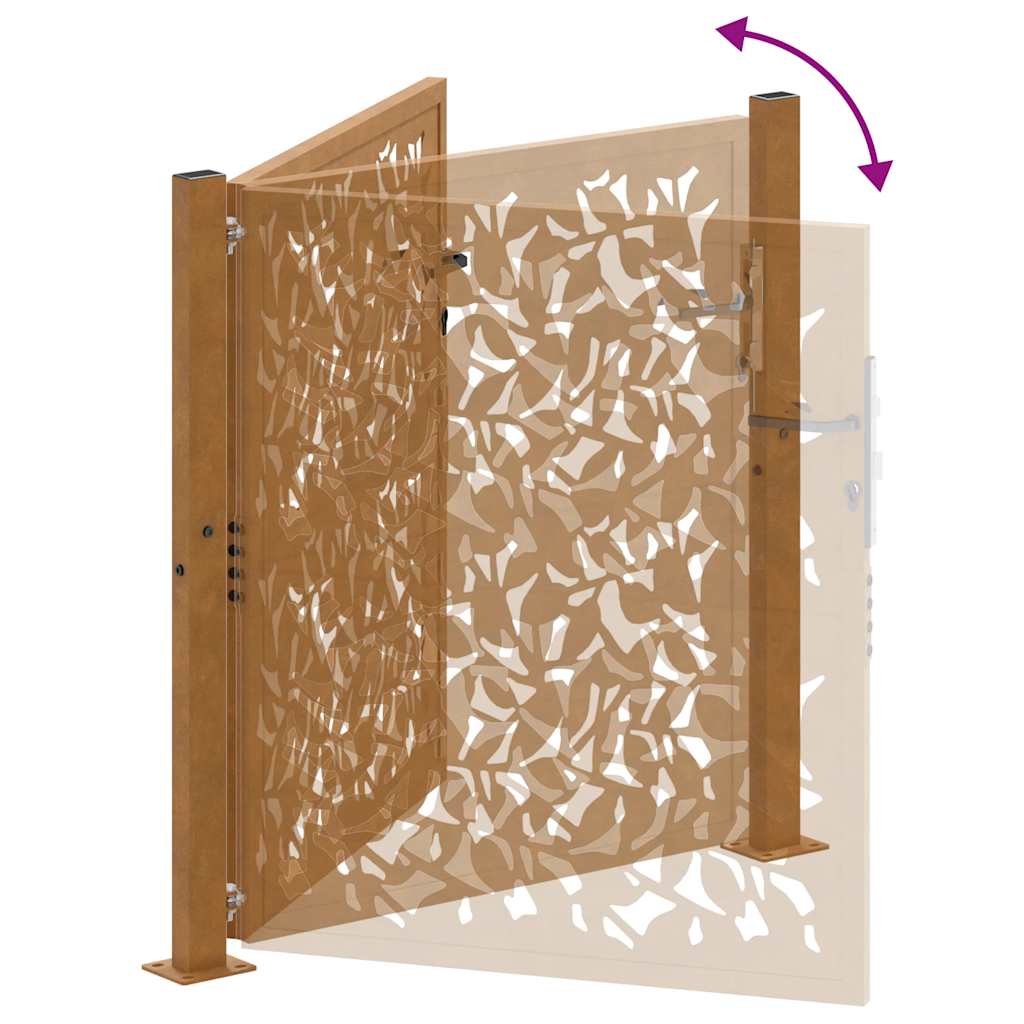 Cancello da giardino 100x100 cm acciaio corten design ondulato tagliato al laser