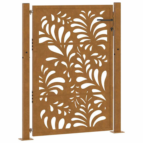 Cancello da giardino 100x125 cm in acciaio corten design ondulato
