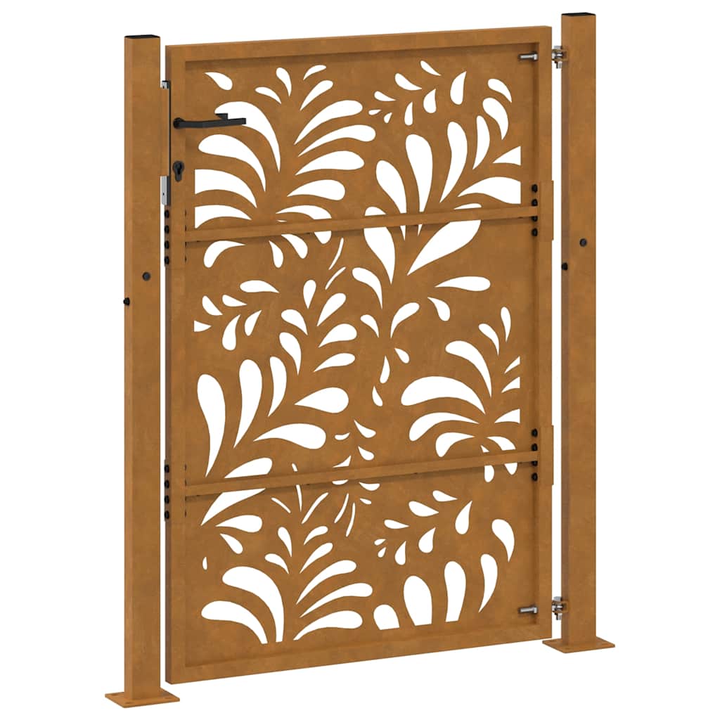 Cancello da giardino 100x125 cm in acciaio corten design ondulato