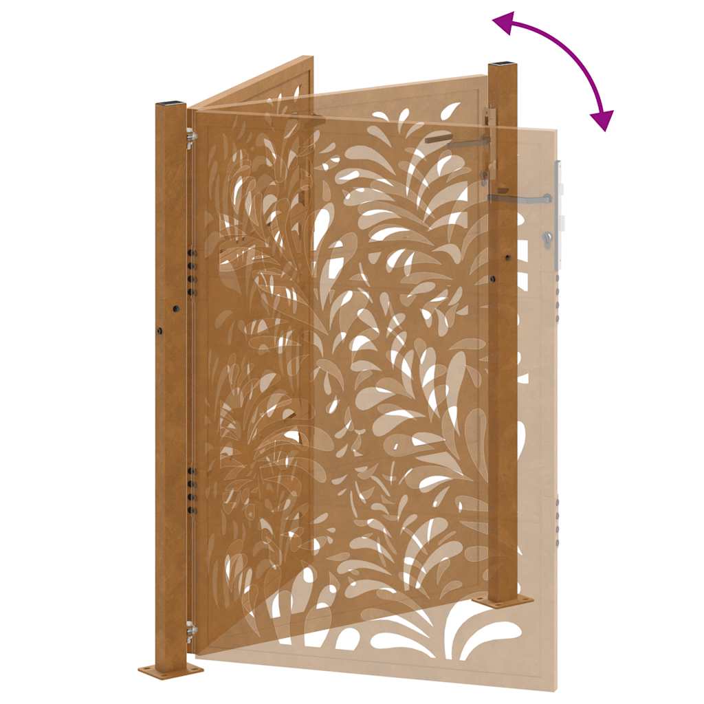 Cancello da giardino 100x125 cm in acciaio corten design ondulato