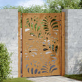 Cancello da giardino 100x125 cm in acciaio corten design ondulato