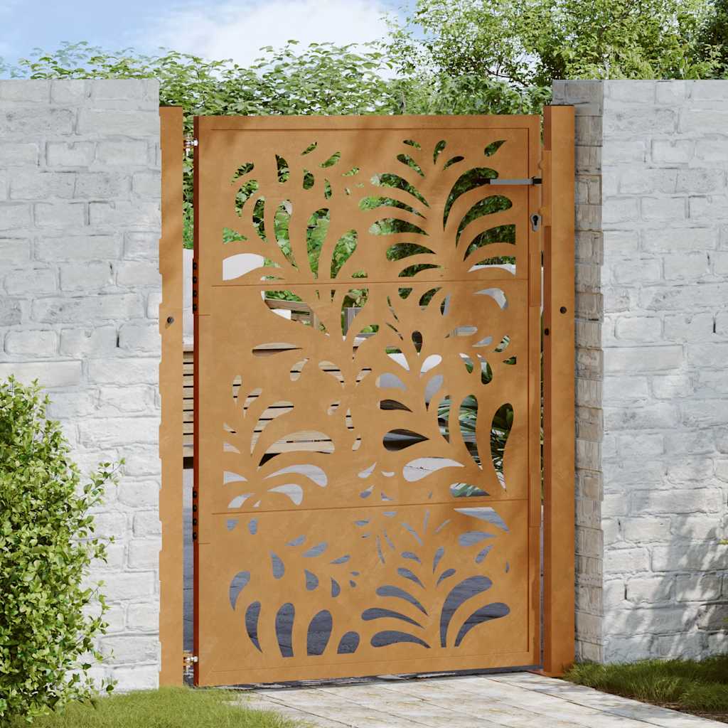 Cancello da giardino 100x125 cm in acciaio corten design ondulato