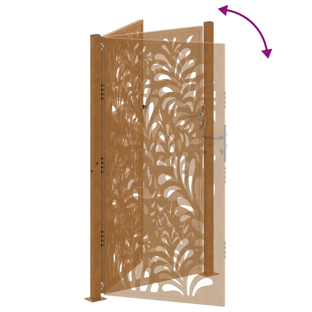Cancello da giardino 100x175 cm in acciaio corten design ondulato