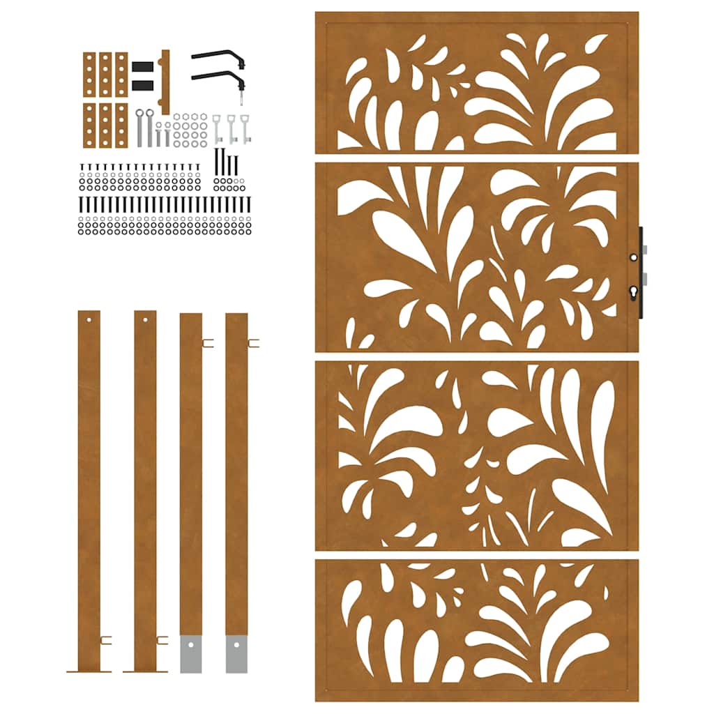 Cancello da giardino 100x200 cm in acciaio corten design ondulato