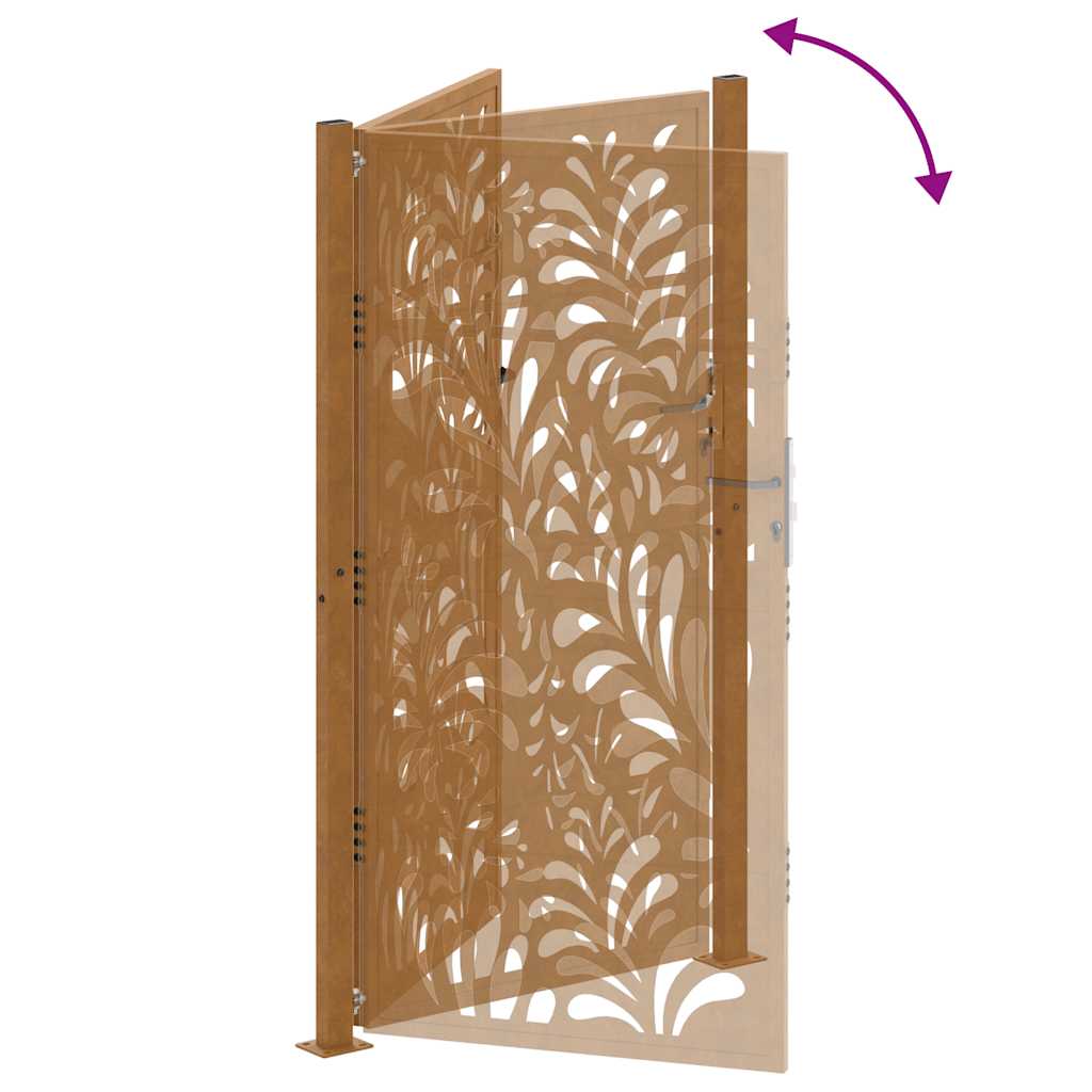 Cancello da giardino 100x200 cm in acciaio corten design ondulato