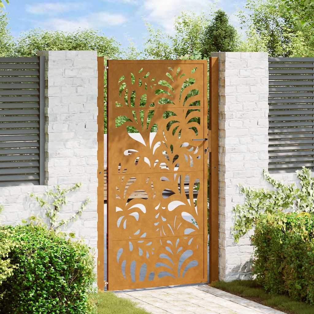 Cancello da giardino 100x200 cm in acciaio corten design ondulato