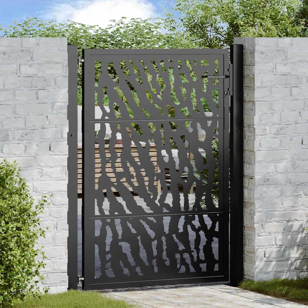 Cancello da giardino nero 100x125 cm in acciaio con design a traliccio