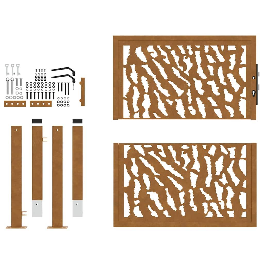 Cancello da giardino 100x100 cm in acciaio corten con design tagliato al laser