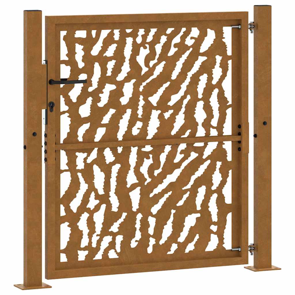 Cancello da giardino 100x100 cm in acciaio corten con design tagliato al laser
