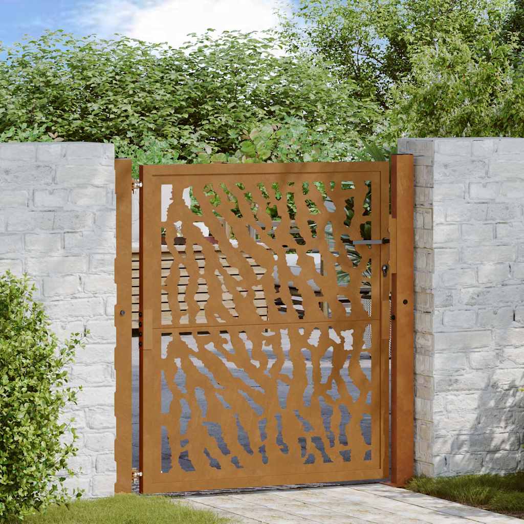 Cancello da giardino 100x100 cm in acciaio corten con design tagliato al laser