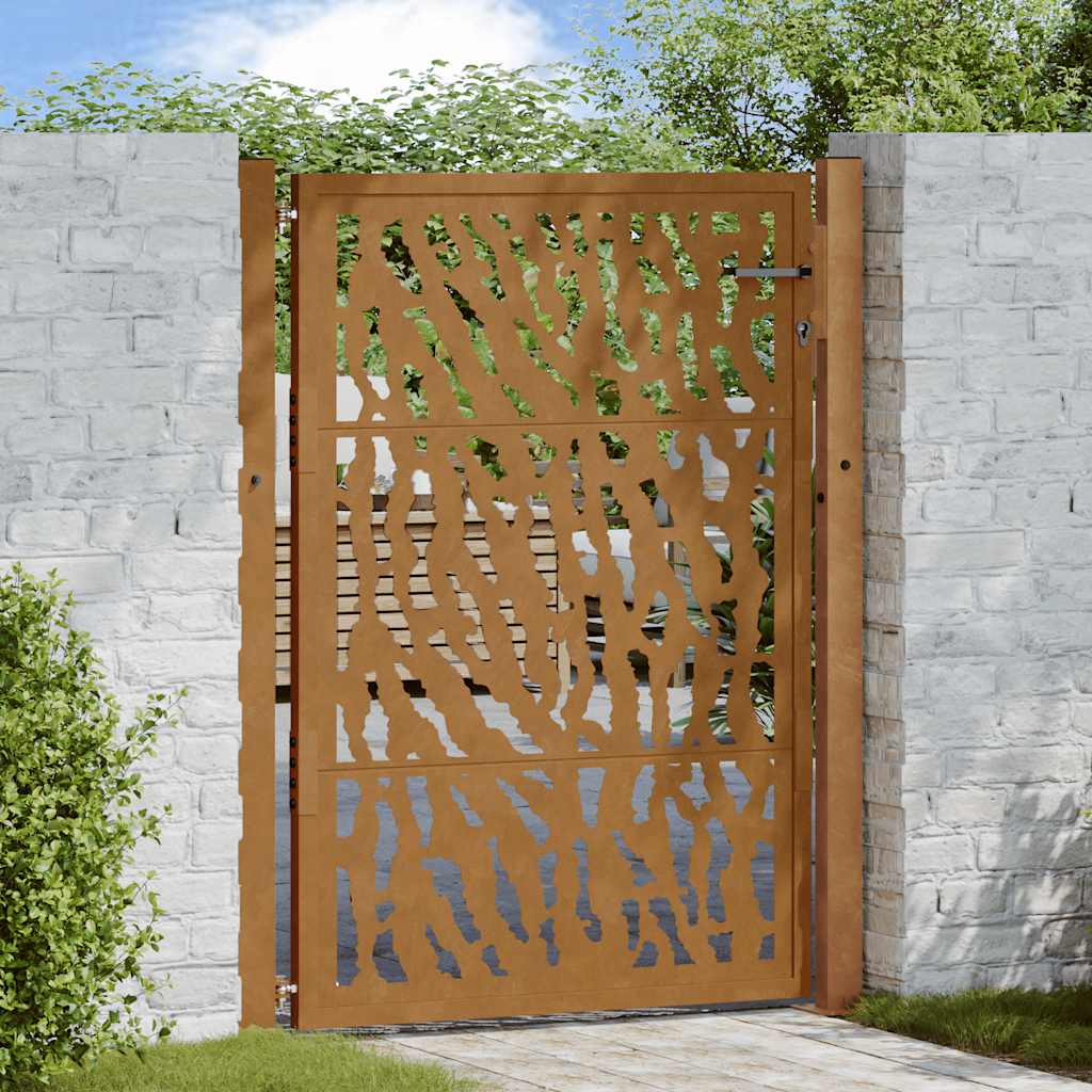 Cancello da giardino 100x125 cm acciaio corten design tagliato al laser
