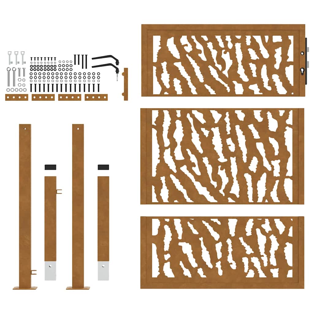 Cancello da giardino 100x150 cm in acciaio corten con design tagliato al laser