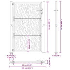 Cancello da giardino 100x150 cm in acciaio corten con design tagliato al laser