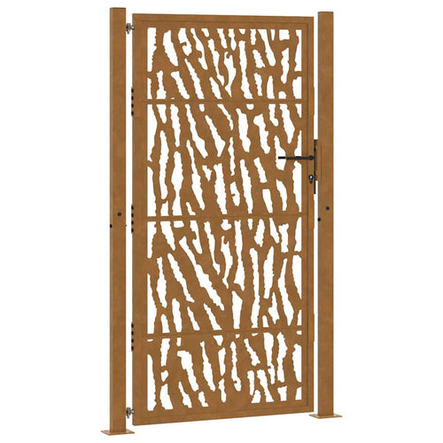 Cancello da giardino 100x175 cm in acciaio corten con design tagliato al laser