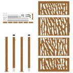 Cancello da giardino 100x175 cm in acciaio corten con design tagliato al laser