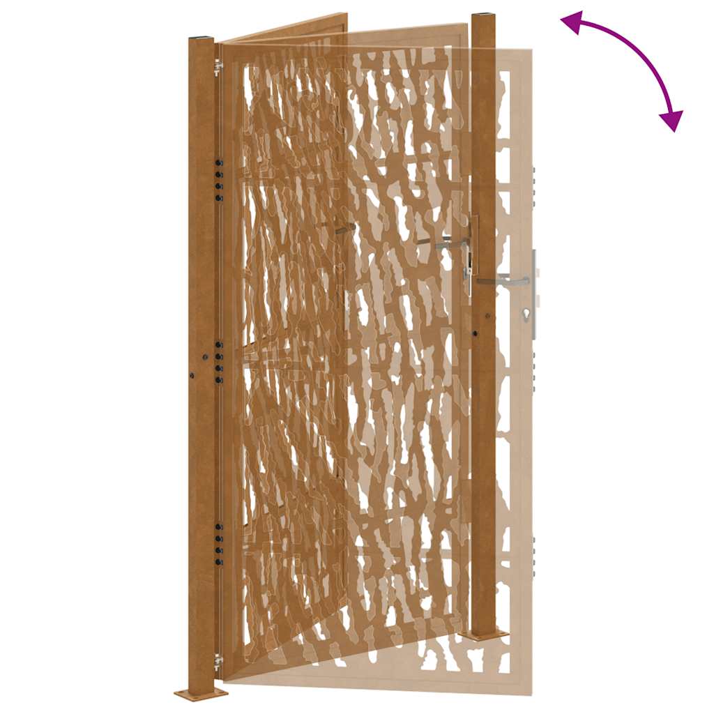 Cancello da giardino 100x175 cm in acciaio corten con design tagliato al laser