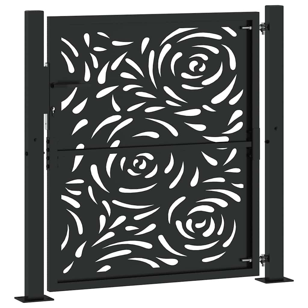 Cancello da giardino nero 100x100 cm in acciaio con design a fiamma