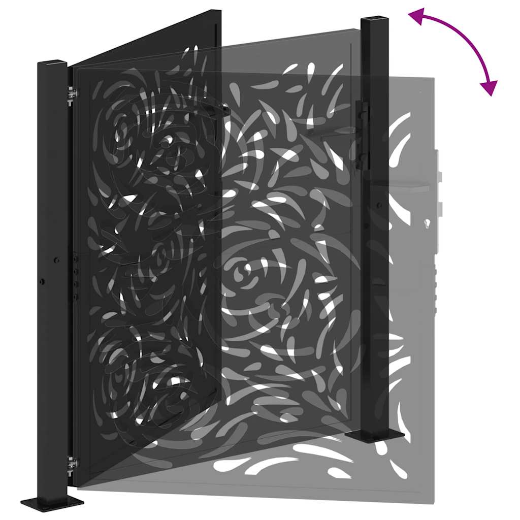 Cancello da giardino nero 100x100 cm in acciaio con design a fiamma