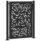 Cancello da giardino nero 100x125 cm in acciaio design a fiamma