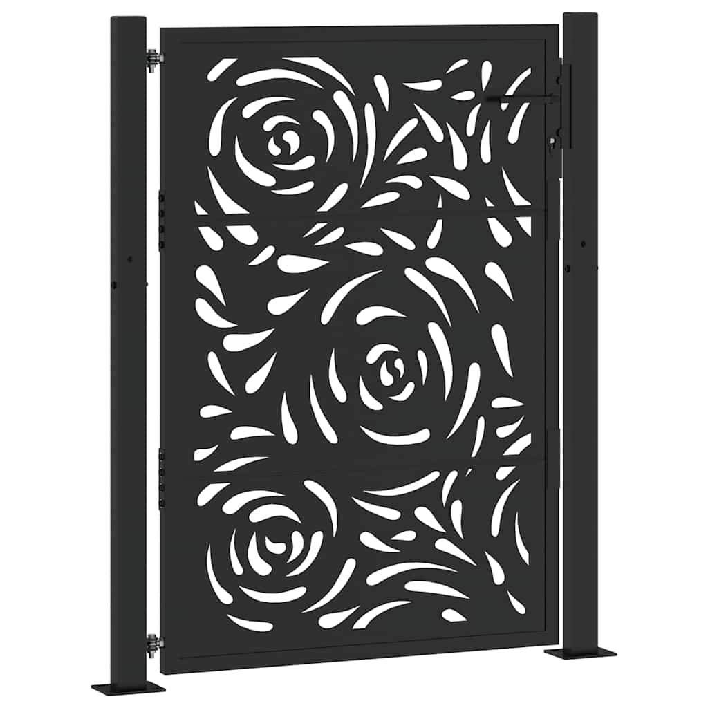 Cancello da giardino nero 100x125 cm in acciaio design a fiamma