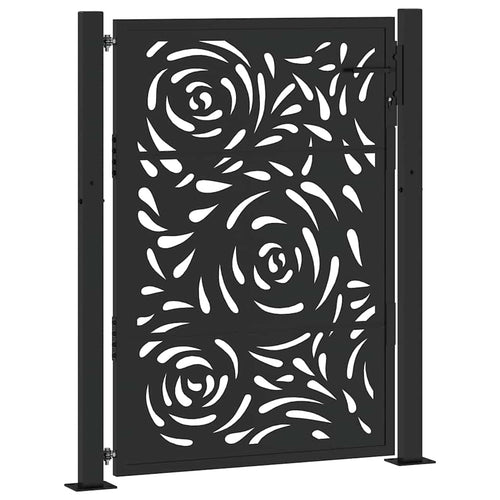 Cancello da giardino nero 100x125 cm in acciaio design a fiamma