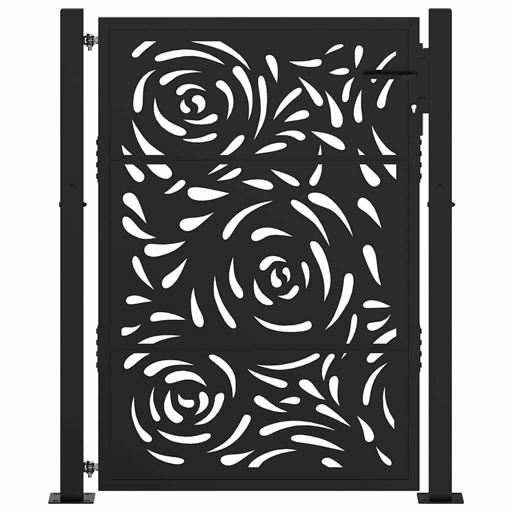 Cancello da giardino nero 100x125 cm in acciaio design a fiamma