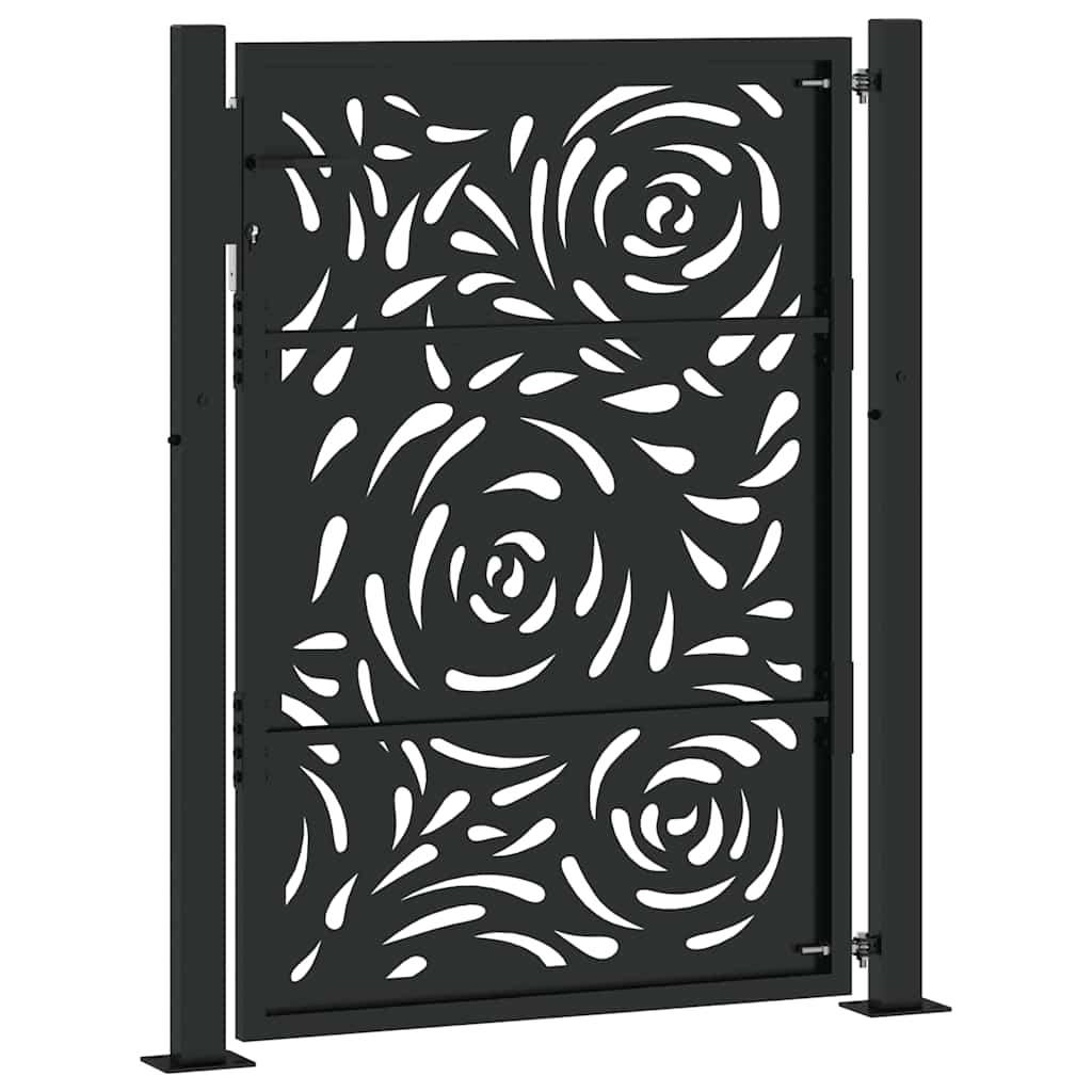 Cancello da giardino nero 100x125 cm in acciaio design a fiamma