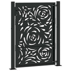 Cancello da giardino nero 100x125 cm in acciaio design a fiamma