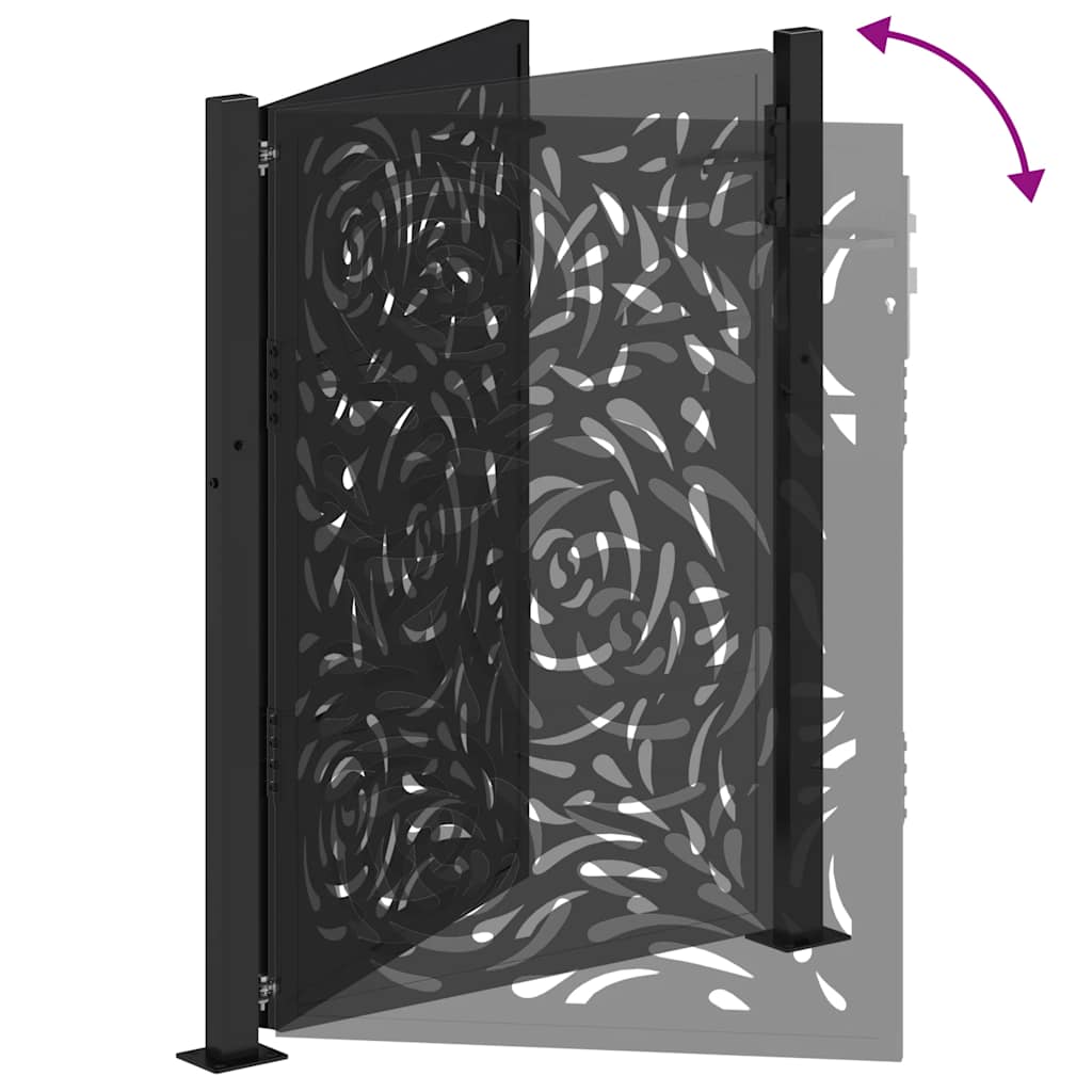 Cancello da giardino nero 100x125 cm in acciaio design a fiamma
