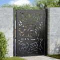 Cancello da giardino nero 100x125 cm in acciaio design a fiamma