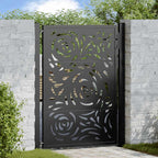 Cancello da giardino nero 100x125 cm in acciaio design a fiamma