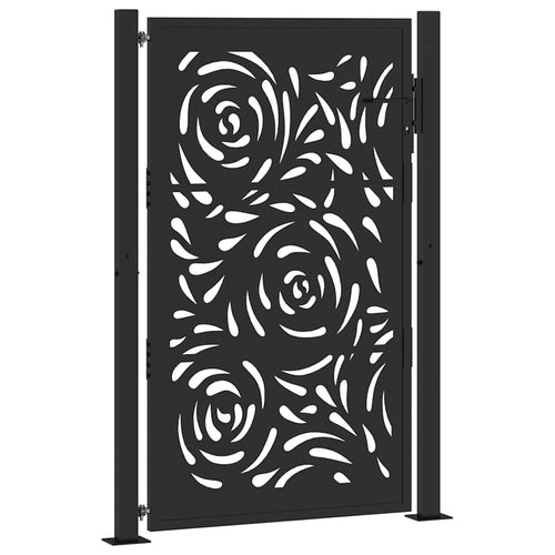 Cancello da giardino nero 100x150 cm in acciaio con design a fiamma