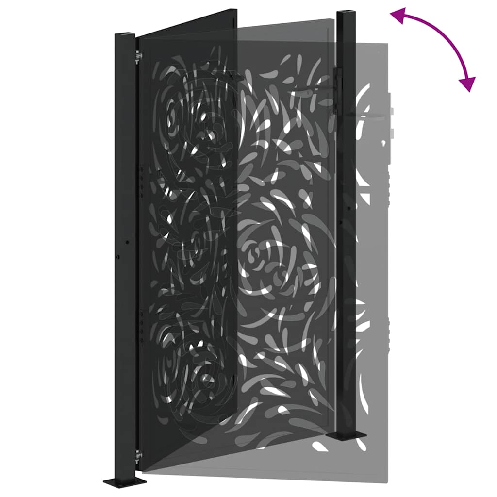 Cancello da giardino nero 100x150 cm in acciaio con design a fiamma