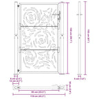 Cancello da giardino nero 100x150 cm in acciaio con design a fiamma