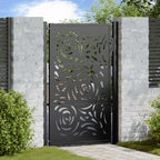 Cancello da giardino nero 100x150 cm in acciaio con design a fiamma