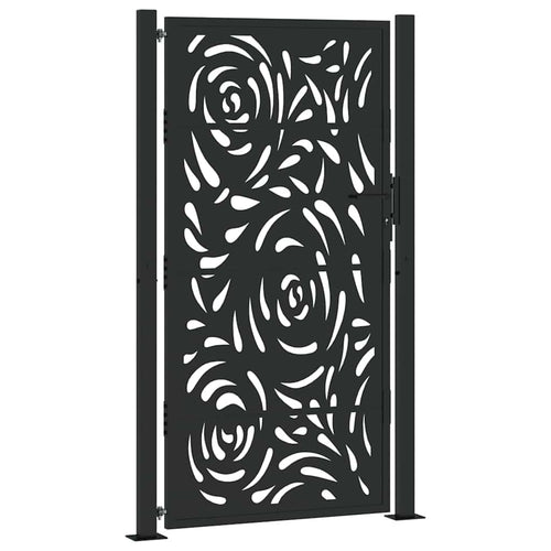 Cancello da giardino nero 100x175 cm in acciaio con design a fiamma