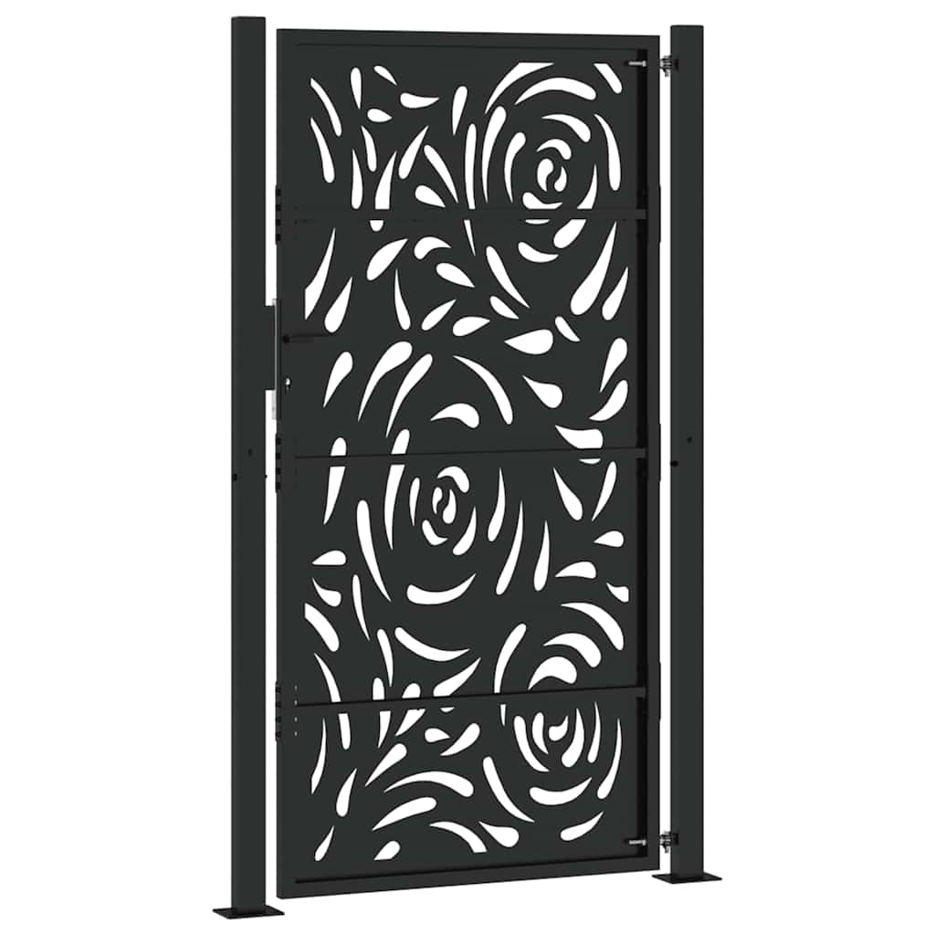 Cancello da giardino nero 100x175 cm in acciaio con design a fiamma